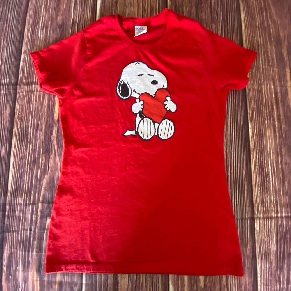 Snoopy Peanuts T Shirt Women's XS Red Graphic Crew Neck Port Co